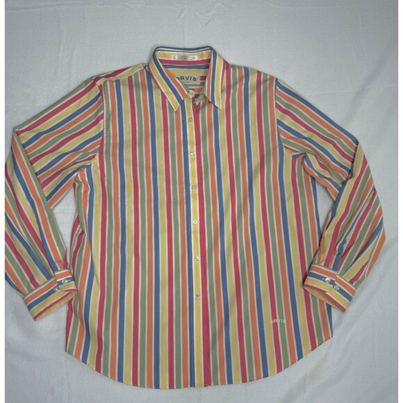 Orvis Tops - Orvis Blouse Shirt Womans 14 LS Button Front Wrinkle Free Multi Stripes